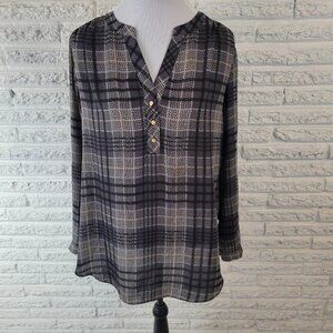 Investments II Womens Top 1X Plus Roll Tab Sleeve Polyester Gray PLA33E